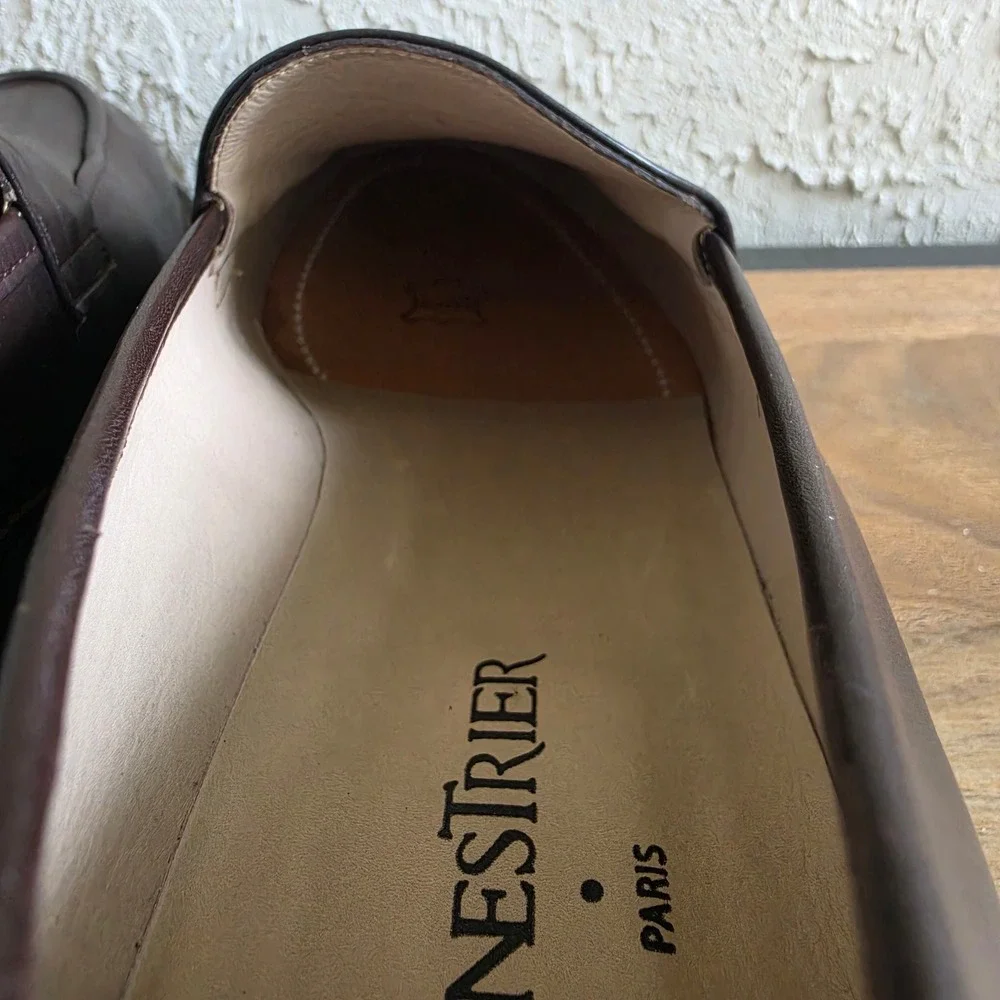 J. Fenestrier Paris Darior Brown Leather Loafers Mens 11.5 E Wide Softanil Cafe